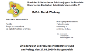 Bezirksjungschützenratssitzung 2020
