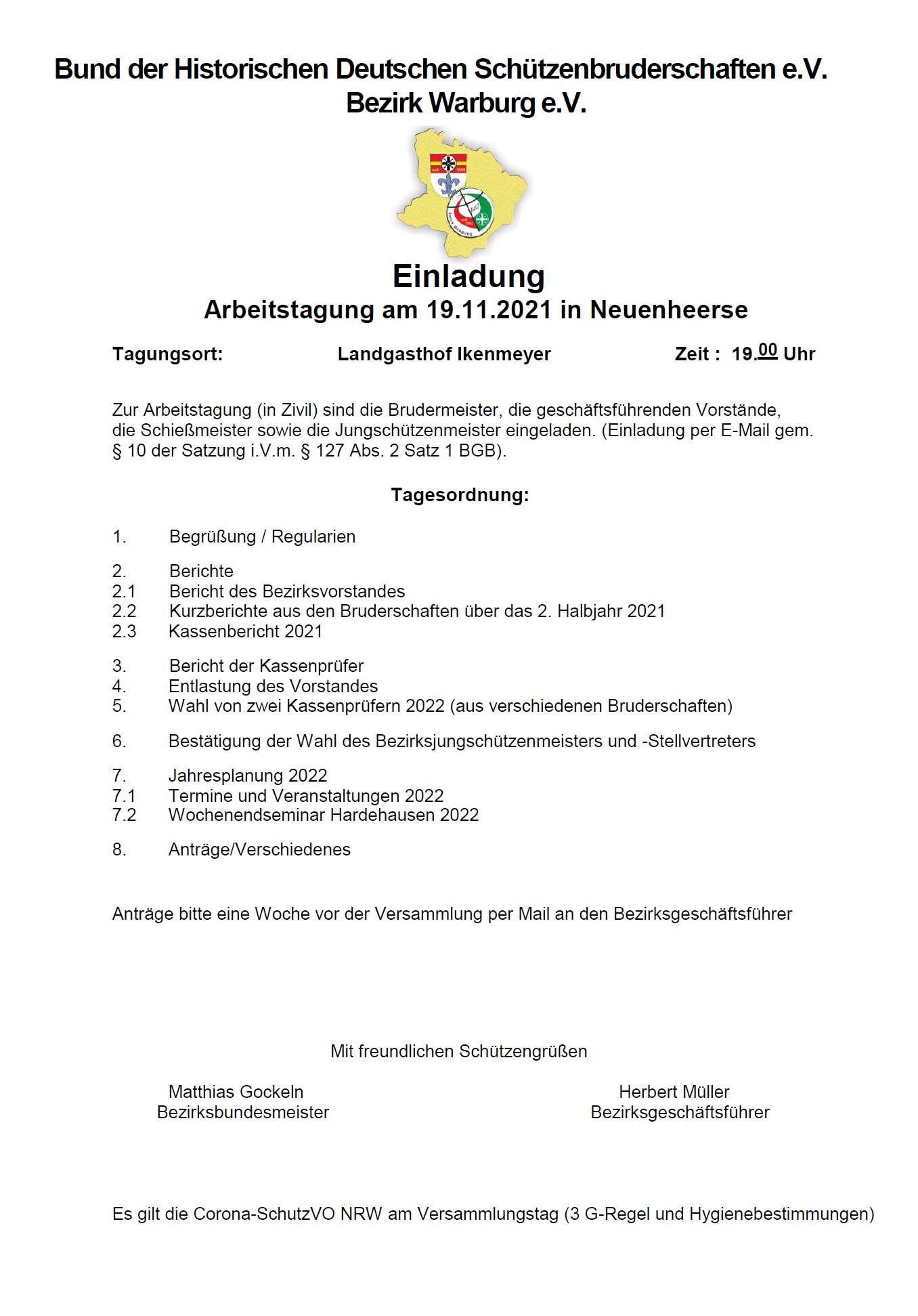 Arbeitstagung am 19.11.2021 in Neuenheerse
