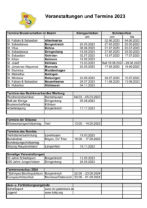 Jahrestermine 2023 im Bezirksverband Warburg